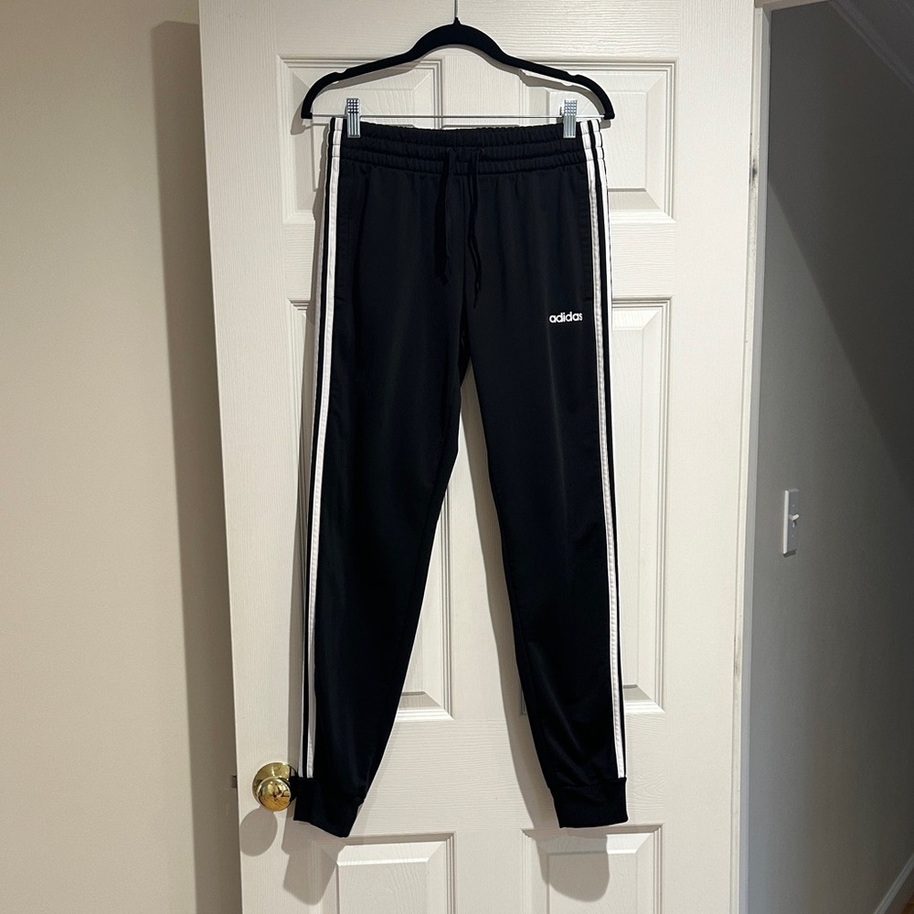 Women Adidas Black Joggers with White Accents low rise